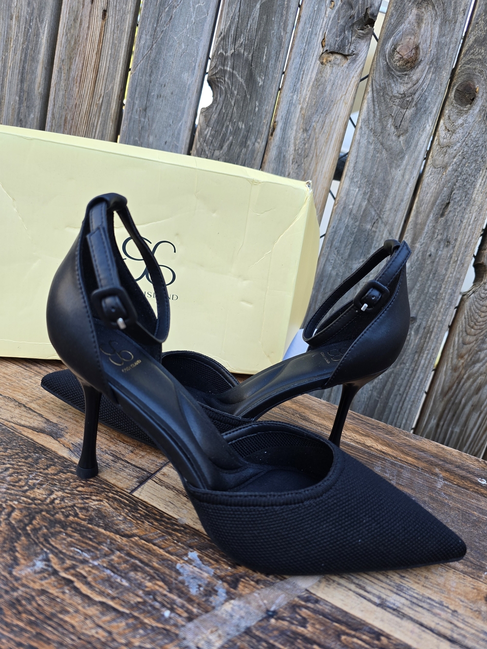 Cosy Island Black Pointed Toe Ankle Strapped Stiletto Heels Women Size 7 - Picture 13 of 16